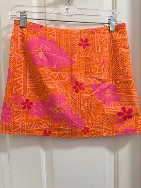 Vintage Lilly Pulitzer Reversible Skirt Size 2 Tropical Bird Hibiscus